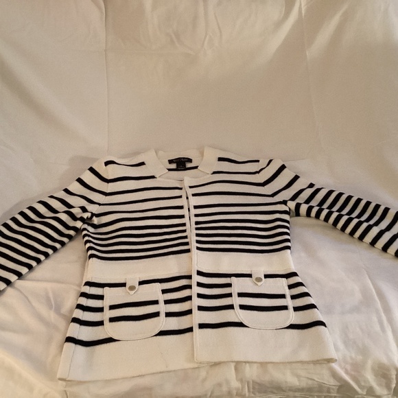 White House Black Market Tops - White House Black Market white sweater with black stripes